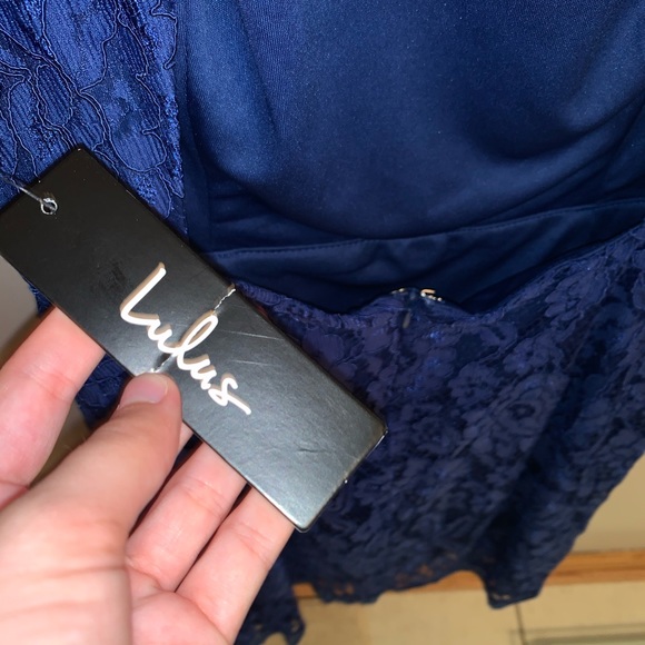 Lulu’s Rhythm of Love Blue Lace Backless Dress - Picture 4 of 5